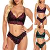 Women's Fashion Sexy Lace Two-piece Set Suit Solid Color Wireless Bra Sexy Underwear Panties