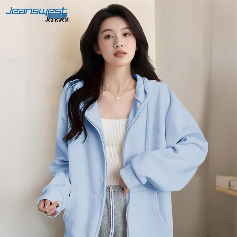 Jeanswest Women's Korean Style Loose Hooded Sweatshirt