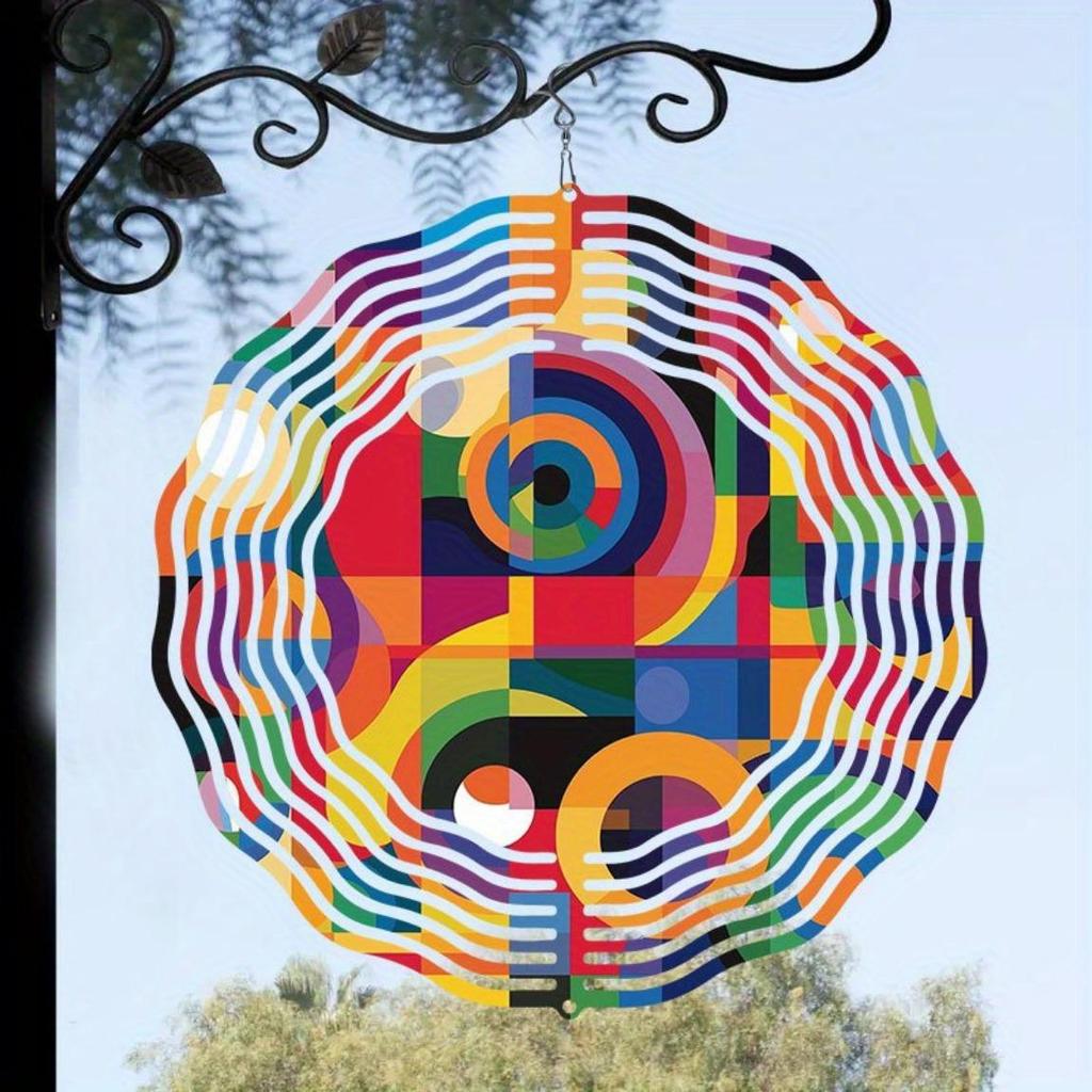 Современный Пэчворк Цветной Арт Ветряная Мельница – Бесконечно Вращающийся Декор для Двора, Сада и Дома на Солнечной Батарее/Аккумуляторе