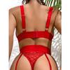 Новое сексуальное нижнее белье, сексуальный сетчатый прозрачный комплект из трех предметов, подвязка