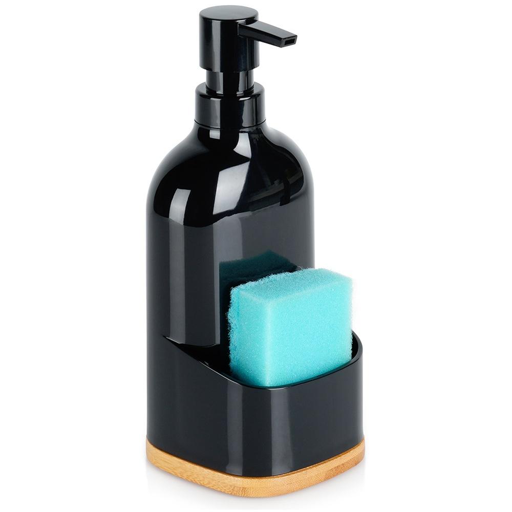 Dishwashing liquid dispenser with sponge container black 500 ml
