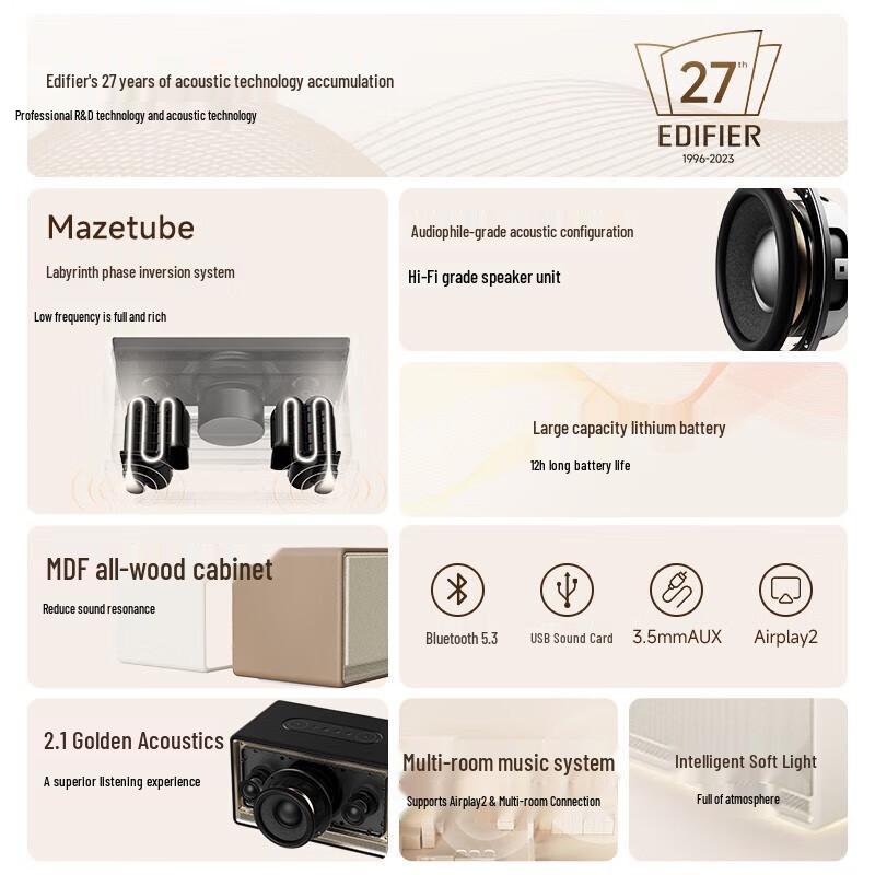 EDIFIER Evo Soul Dual Gold Standard Bluetooth Speaker