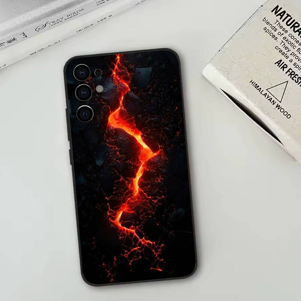 Volcano Phone Case Black Silicone Soft For Samsung S25,S24,S21,S22,S23,S30,Ultra,S20,Plus,Fe,Lite