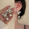 Vintage French Butterfly Pearl Earrings: Elegant Retro Design for Women