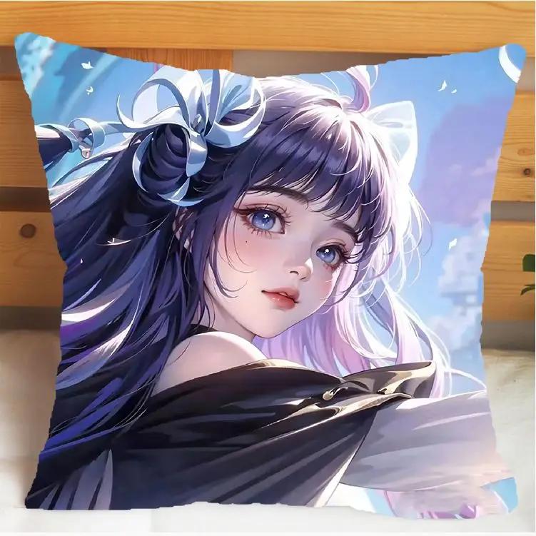 Arena of Valor Honor of Kings Xi Shi Подушка и наволочка Чехол для подушки-подушки Двусторонняя печать Плюшевые декоративные подушки 40x40см