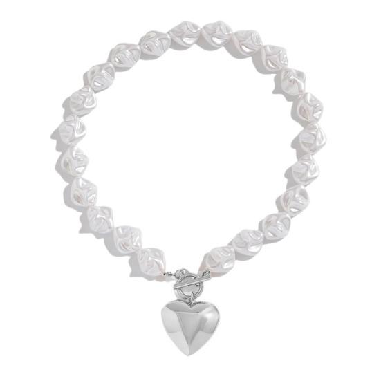 Ожерелье с подвеской в виде сердца, ожерелье на ключицу из неправильных искусственных жемчужин, браслет, массивное ожерелье-чокер, романтическое украшение, подарок для нее