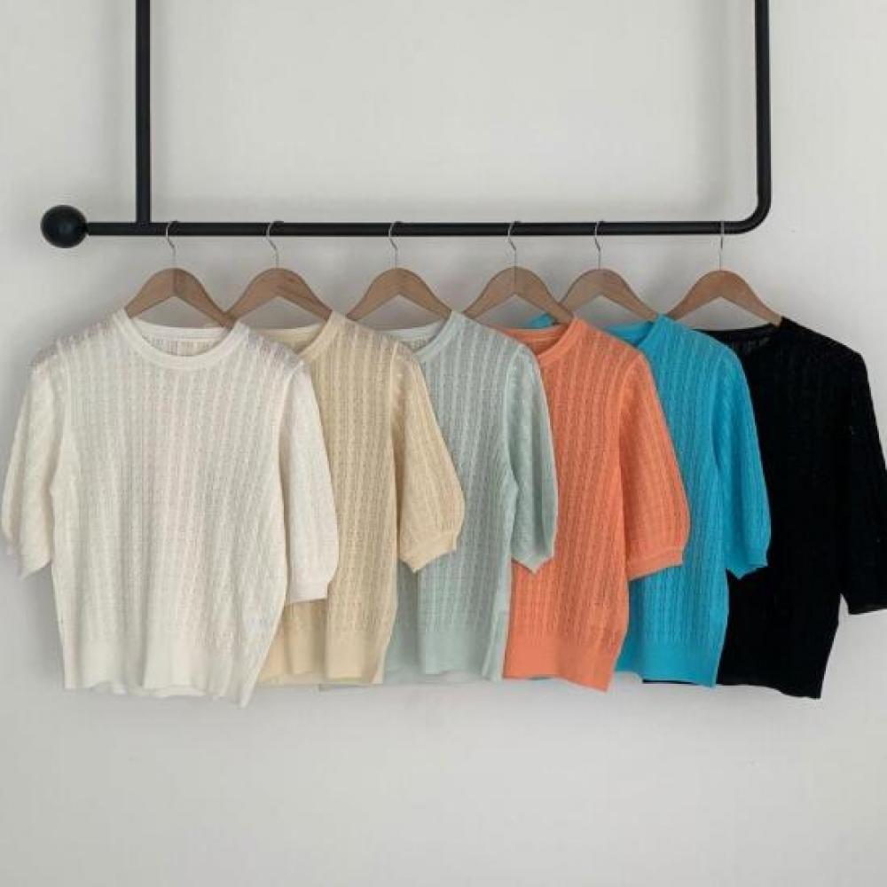 Open Run Nehrhi Joy Cable Round KniT T shirT