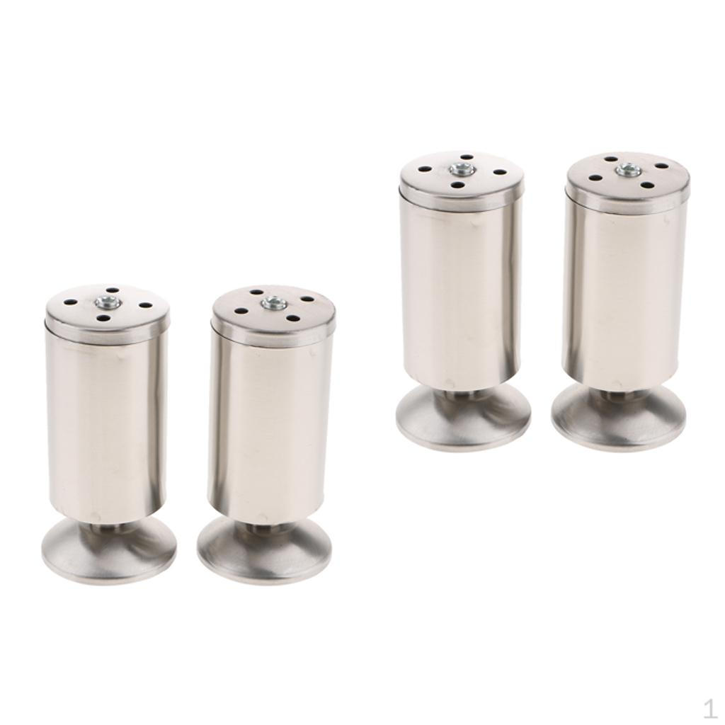 Set of 4pcs,2inch Round Cabinet Metal Legs Stainless Steel Kitchen Feet Wardrobe Desk Bench , 12cm