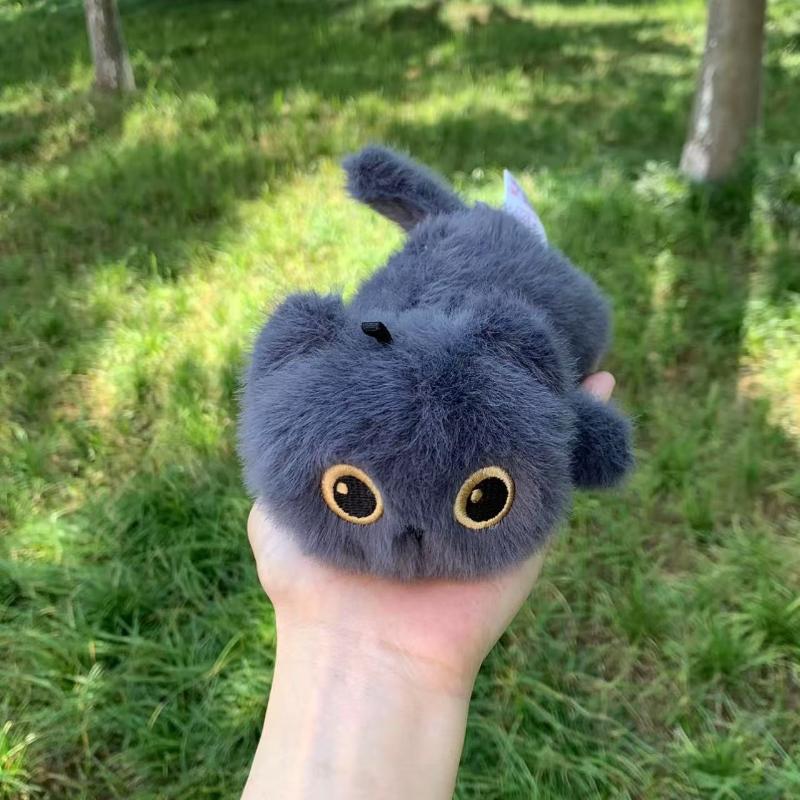 Kawaii Black Cat Plush Toys Cute Squishy Grey Cat Doll Stuffed Animals Plushies Small Pendant Birthday Christmas Gift Bag Decor