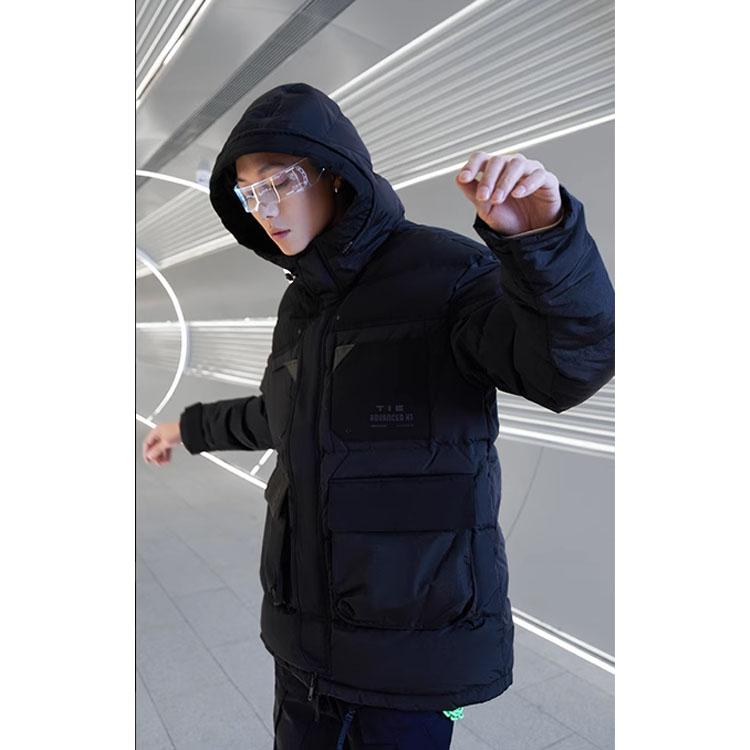 Li Ning X Star Wars Collaboration Series Hooded Loose Long Sleeve Down Jacket Men Outerwear Black AYMR209-1