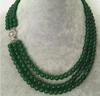 Gifts Jewelry 17-19 "3 Rows Faceted 4mm Blue Jade Bead Necklace