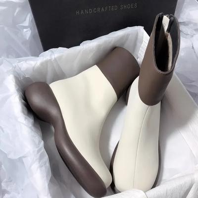 Модные ботильоны смешанного цвета для женщин, осенне-зимние, на толстом каблуке, женские ботильоны из искусственной кожи, длинные, Botas Mujer 202