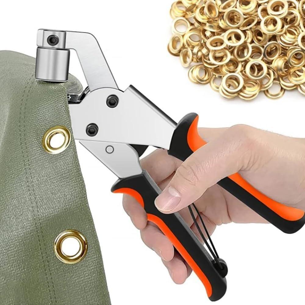 Manual Eyelet Pliers Leather Fabrics Tarpaulins EyeletPliers Set with 300PCS Diameter 10MM Eyelets