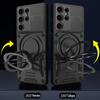 For Samsung Galaxy S25 Ultra Magnetic Case Shockproof TPU + PC Phone Back Cover with Kickstand