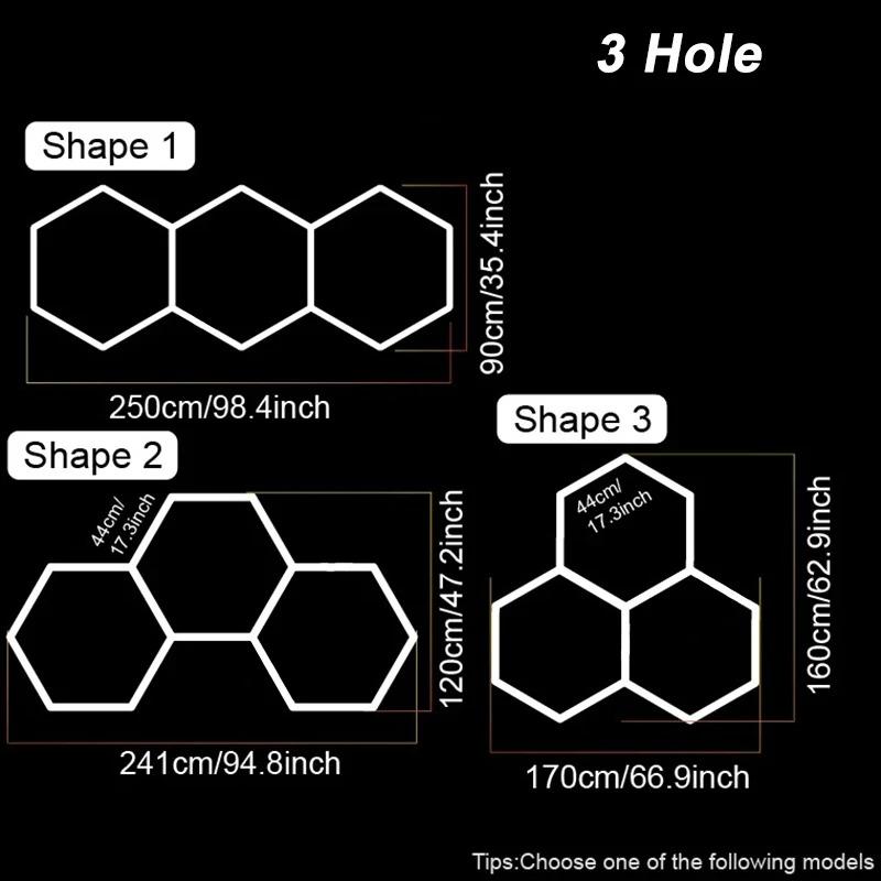Светодиодные шестиугольные гаражные светильники Сотовые светодиодные трубчатые светильники 85В-265В Потолочный светильник для детейлинга автомобилей для спортзала, автомойки