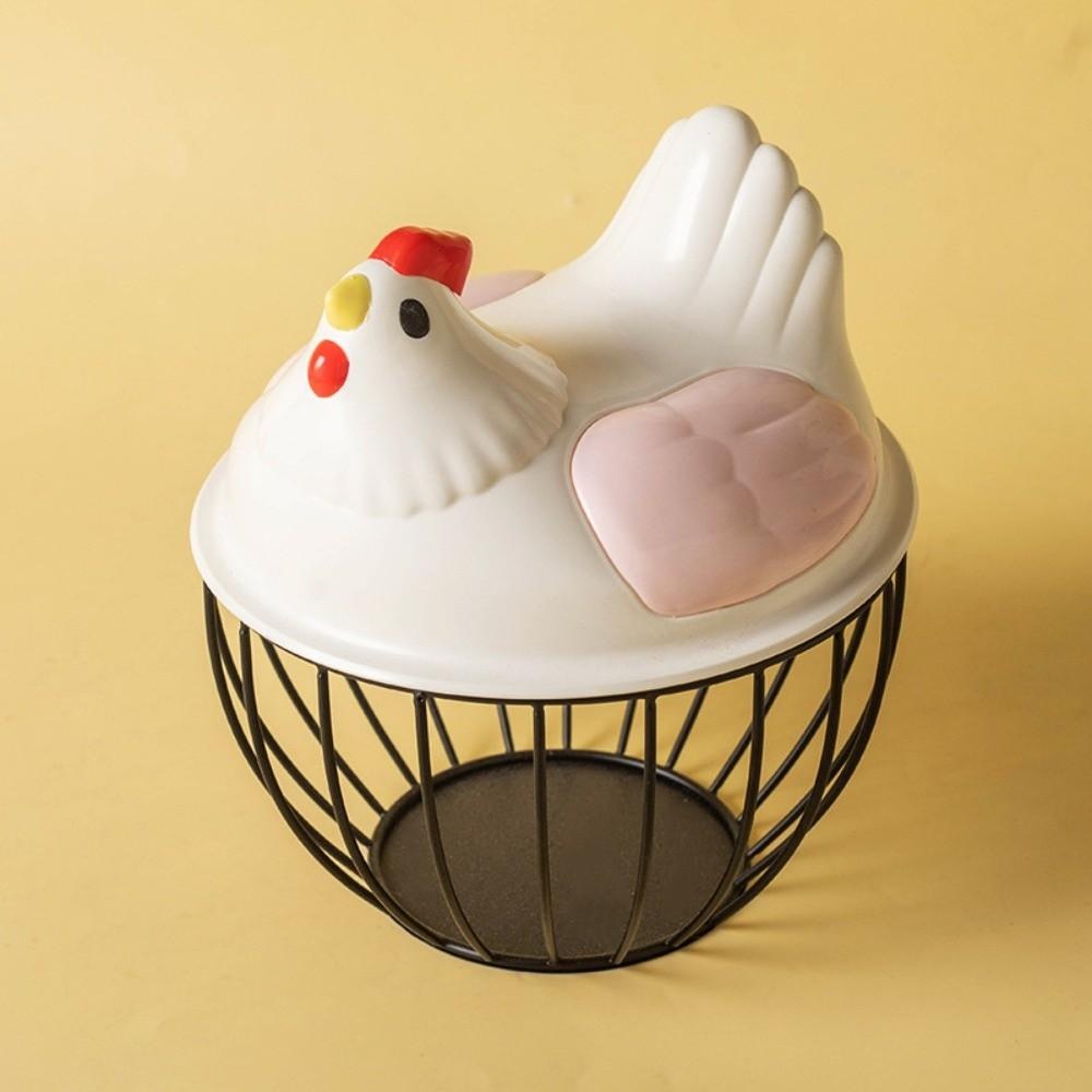Rustic Egg Container Storage Hollow Iron Basket Hen Shape Egg Basket Kitchen Accessories