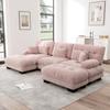 Luxurious Modular Corner Sofa - Oversized U-Shaped Cloud Couch for Living Room, Deep Seat Convertible Sleeper Sofa with Ottoman, Chenille Pink