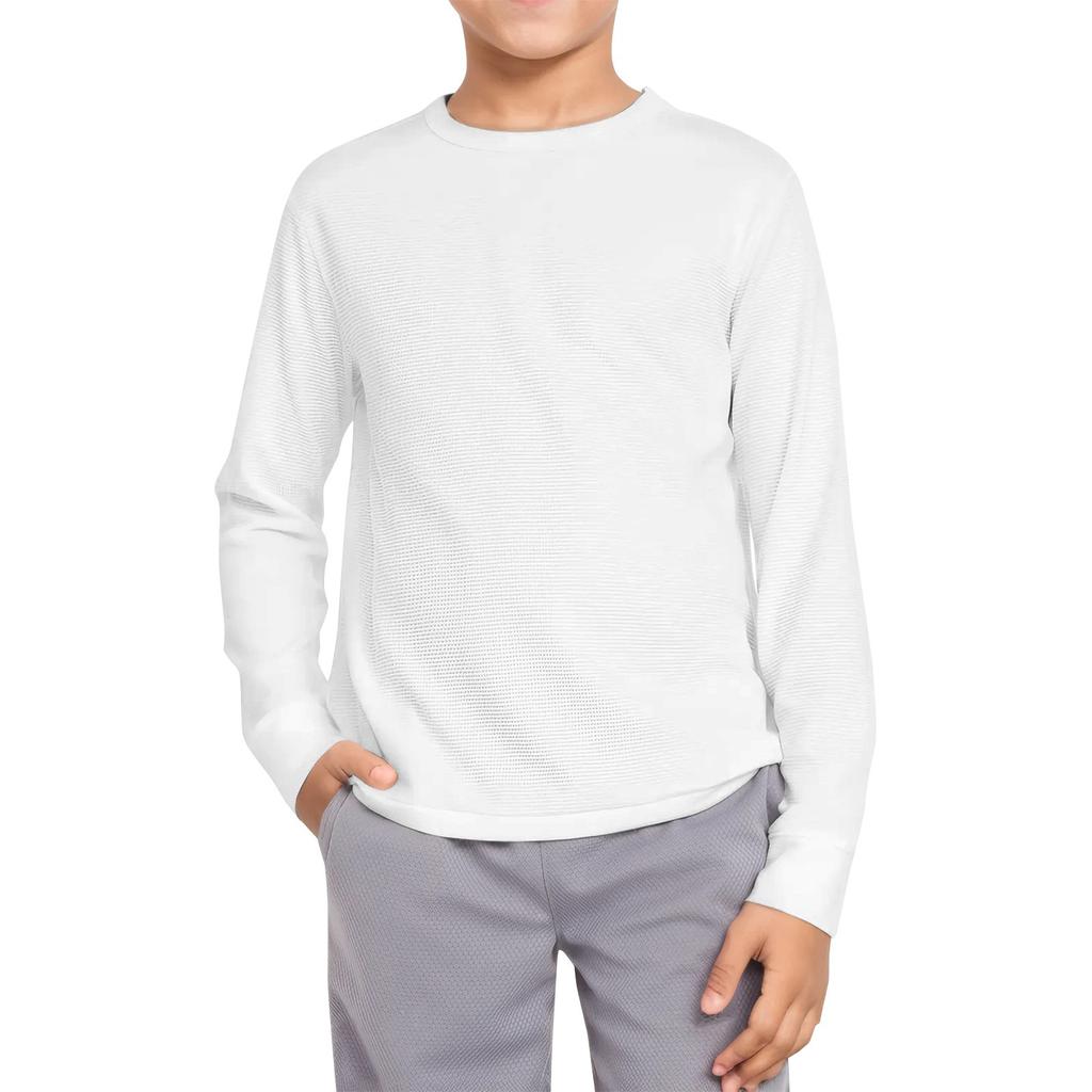 Мальчики Повседневная мода Круглый вырез Длинный рукав Однотонный топ