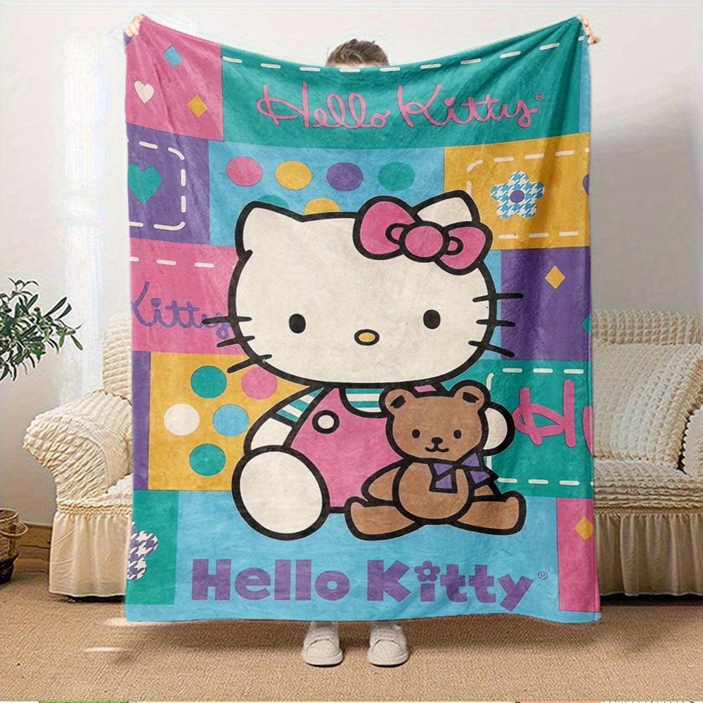 1pc Hello Kitty Flannel Blanket - Seasonal Home Decor, Comfortable Machine Washable, Suitable for All Ages, Ideal Gift for Any Family, Avail