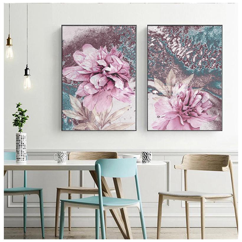 Абстрактная живопись, постер с цветами, скандинавские украшения, плакаты и принты, настенные художественные цветы для дома, декоративные фотографии без рамы