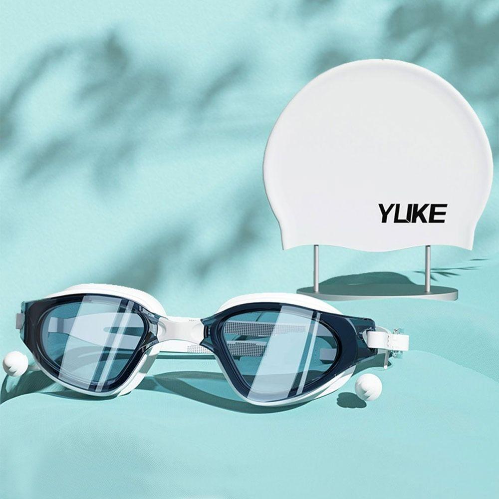 Очки для плавания, силиконовые очки для плавания, большая оправа с затычками для ушей, мужские и женские профессиональные противотуманные очки HD, аксессуары для плавания