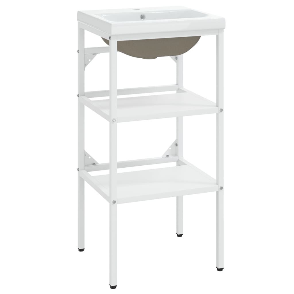 Bathroom Vanity Unit with Washbasin White Iron