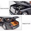 1:24 Модель игрушечной машины Rolls Royce Phantom, литой под давлением сплав, имитация звука и света, инерционный механизм, коллекционные игрушки, транспортное средство для детей, подарки
