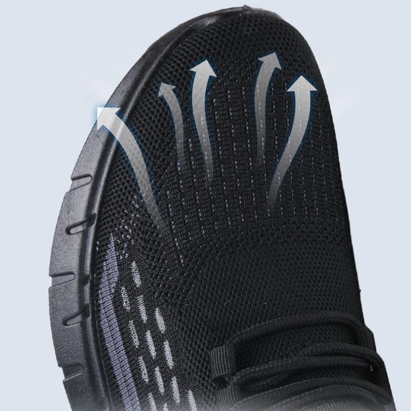 Модная повседневная спортивная обувь для мужчин Fly Woven Breathable Shoes Сетчатые легкие туфли с круглым носком, однотонные, нескользящие Zapatillas Hombre