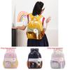 Childrens Color Blocked Backpack With Plush Pendant For Young Learners