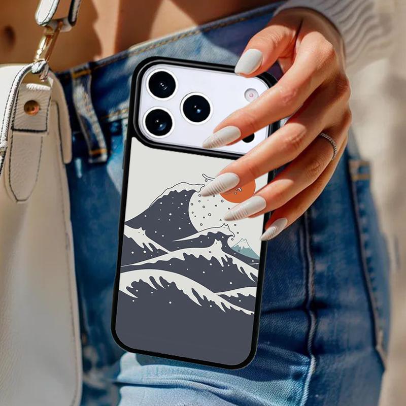 Чехол для телефона с абстрактным котом и японским пейзажем Для iPhone 17 Air 14 15 13 12 Max Чехол Для Apple 15 16 16e 11 Pro Max Plus Coque