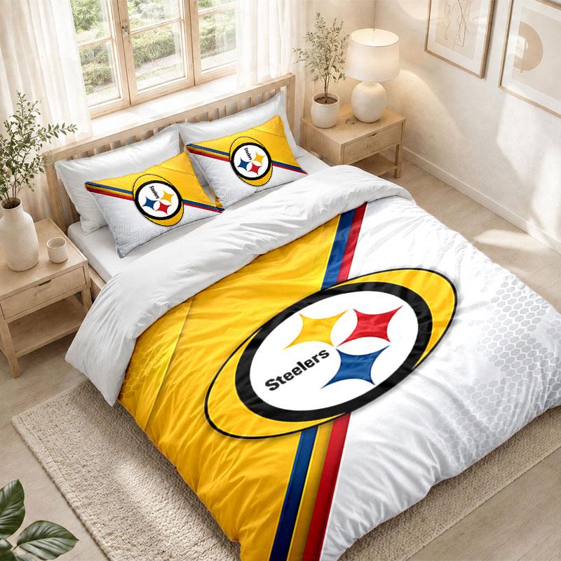 Bedding Set 1 Duvet Cover 2 Pillowcases Pittsburgh Steelers Print Bedroom Home Decoration