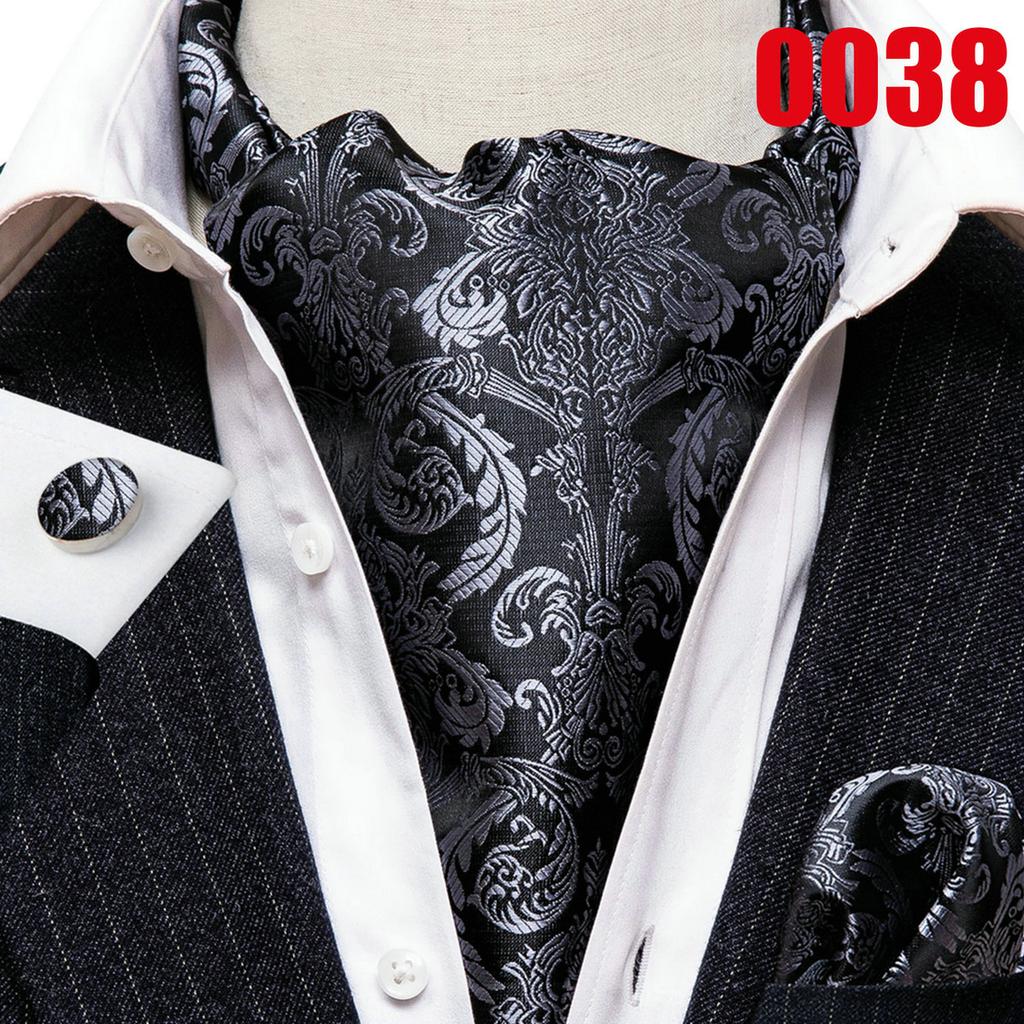 Модный классический галстук Ascot для мужчин, жаккаровый шелковый галстук с цветочным принтом, носовой платок, запонки, шарфы с пейсли, галстук