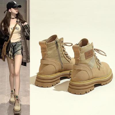 Lilun женские ботинки Мартинс 2025 новые ретро рабочие пустынные ревеневые ботинки весна и лето одинарные ботинки на толстой подошве взрывные короткие ботинки