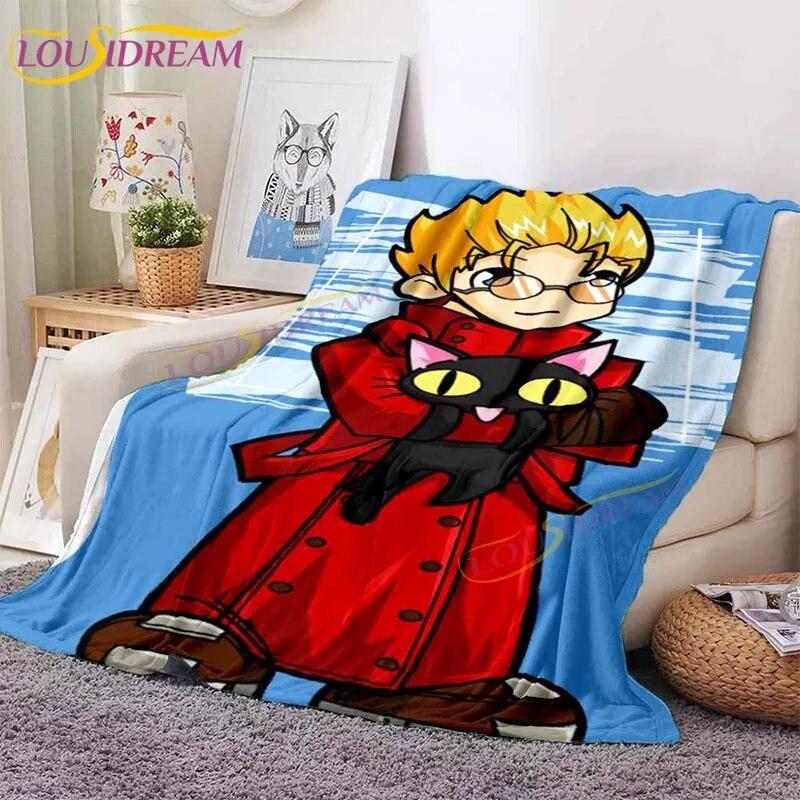 Фланелевые одеяла Trigun, аниме, одеяла, Vash The Stampede, одеяло для дивана, гостиной, походное одеяло для пикника, винтажный подарок