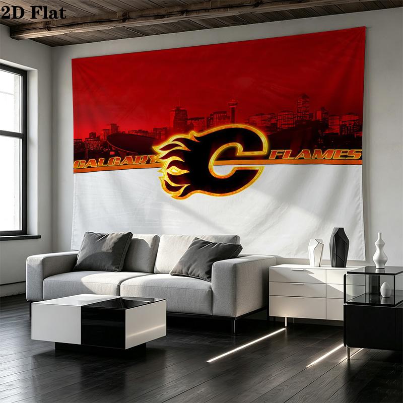 Calgary Flames Printed Tapestry – Wall Hanging for Bedrooms, Dorms, and Home Decor