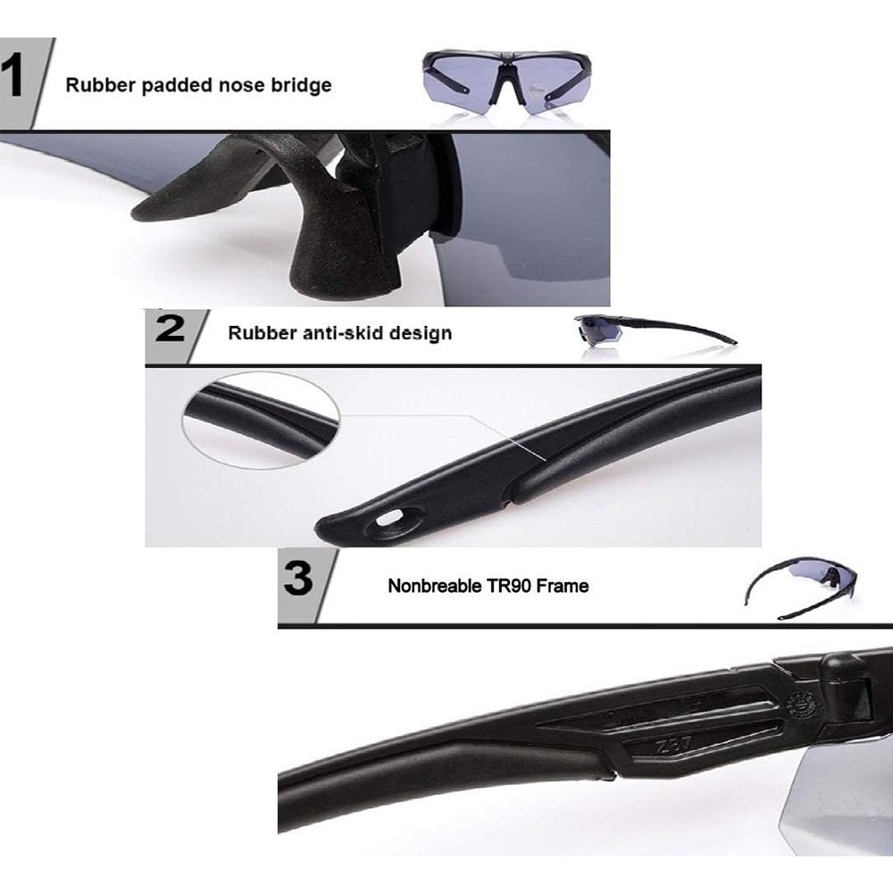 Тактические боевые очки для мужчин - Очки для стрельбы - 3-цветные сменные линзы из поликарбоната, несколько вариантов выбора