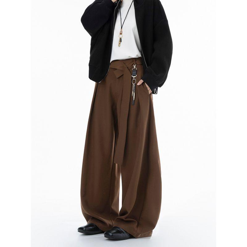 Dream Made Amber Flowing Pleated Drape Effect Men's Trousers for Autumn and Winter, Straight Loose Wide-Leg Pants