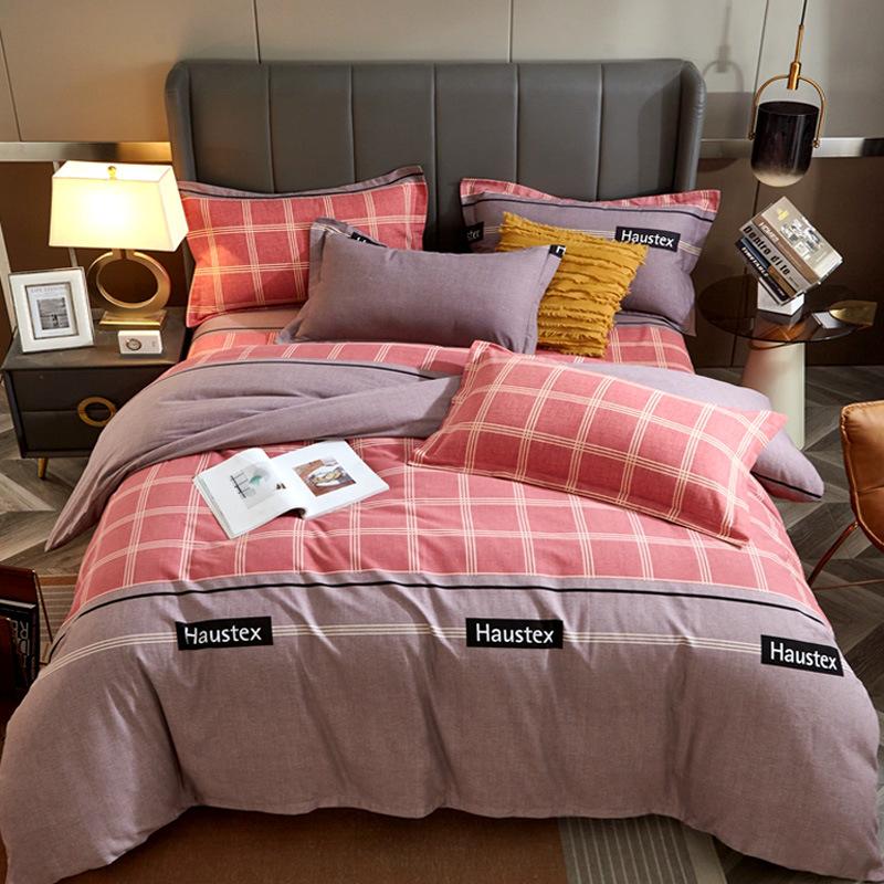Комплект из четырех предметов из плотного хлопкового потертого материала, легкое роскошное теплое одеяло из чистого хлопкового набивного потертого материала, комплект из четырех предметов из простыни