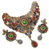 Medieval Retro Persian Style Exaggerated Multicolored Gemstones Full Of Beaded Necklace Earrings