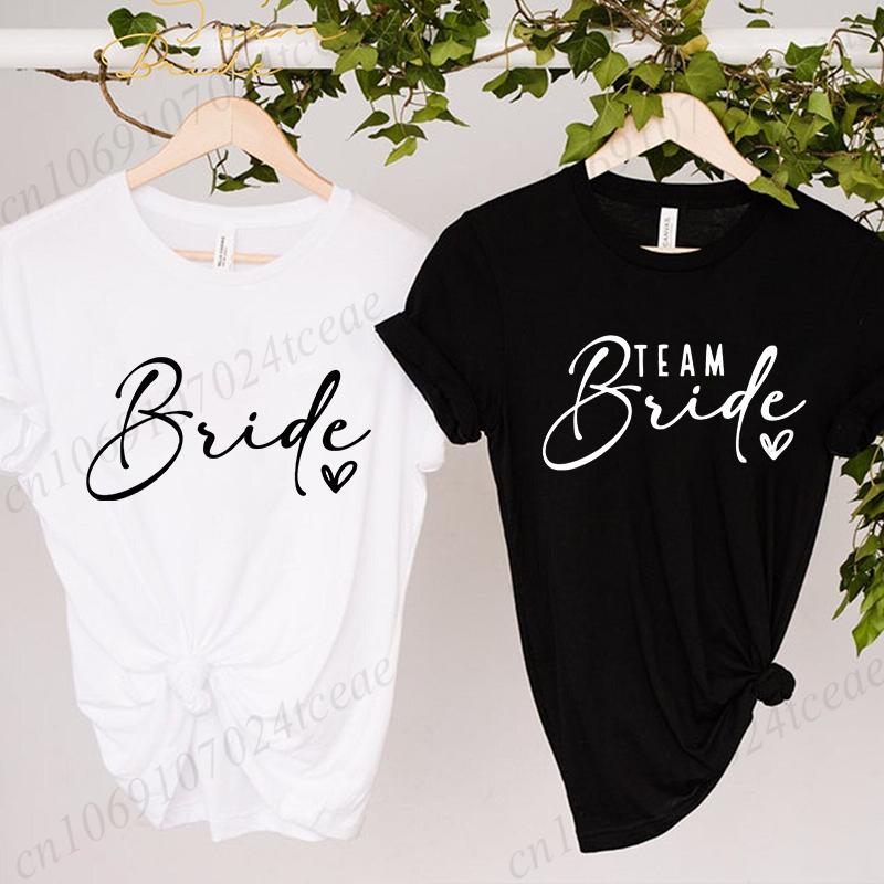 Bridesmaid Print T Shirt for Women Bachelorette Party Fashion Streetwear Tops Vintage Bride Team Tees Tshirt Gifts TT01