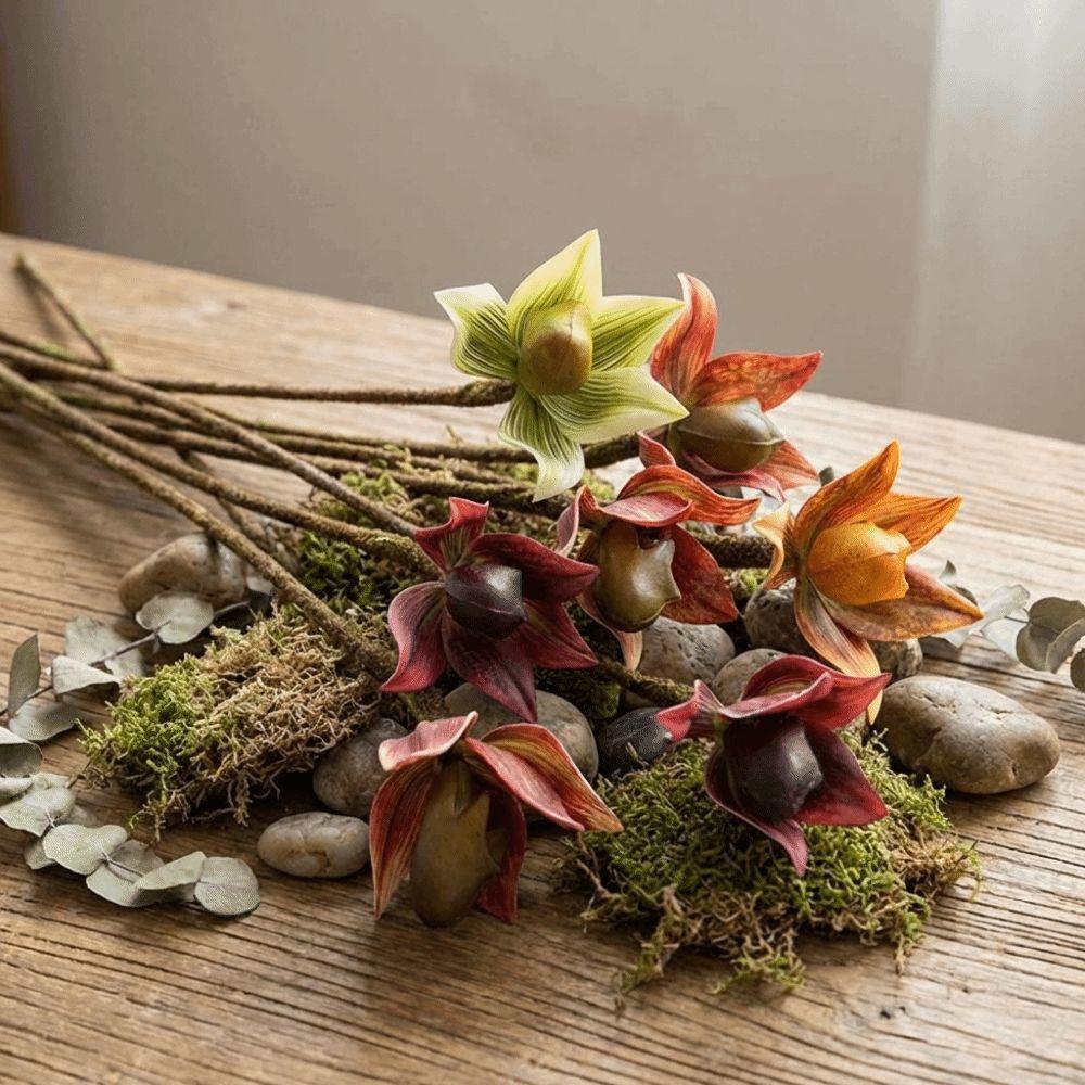 Real Touch Simulation Orchid Single Branch Imperial Slipper Orchid  Bedroom Decoration