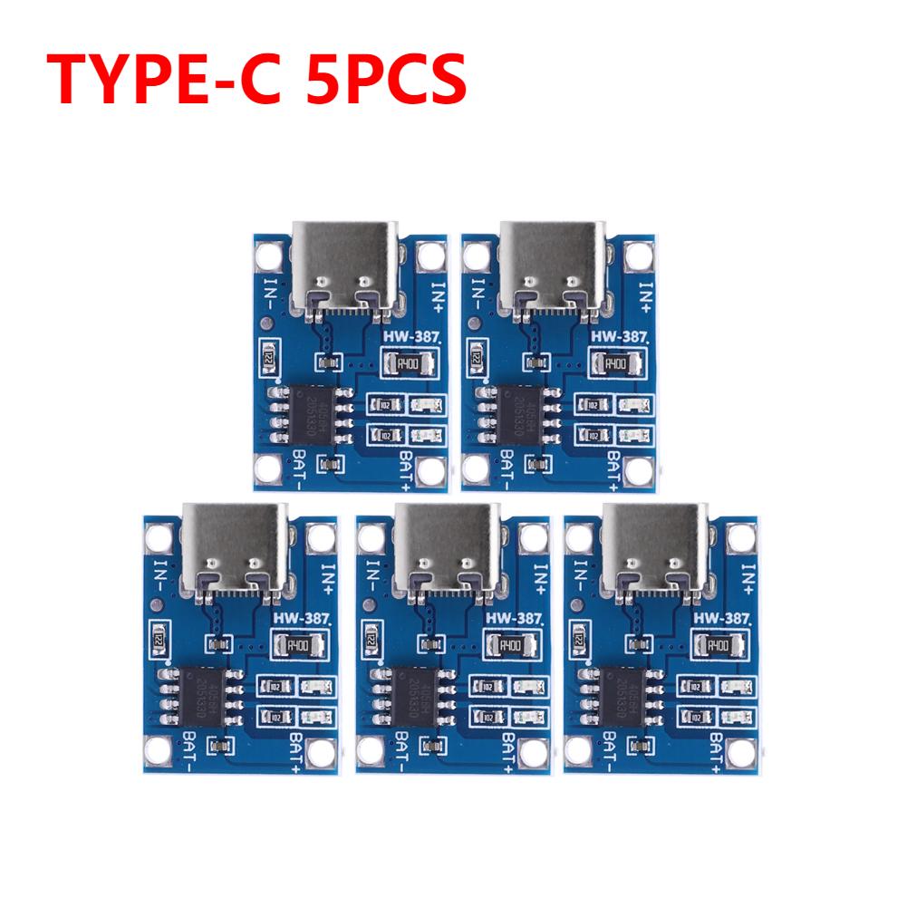10-1PCS TP4056 Type-c/Micro/Mini USB 5V 1A 18650 Lithium Battery Charger Module Charging Board With Protection Dual Functions 1A