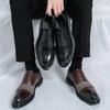 Fashion Retro Men Brock Leather Shoes Luxurious Men Comfortable Breathable Patchwork Fashionable Leather Shoes Social Shoes Sizes 38-46