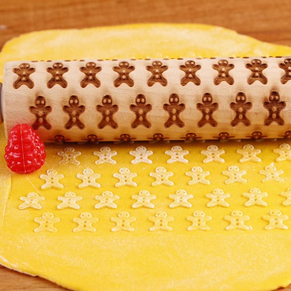 1 шт. 13,7-дюймовая деревянная рождественская рельефная скалка для выпечки кондитерских изделий, сапоги Санта-Клауса с изображением лося, инструмент для глубокой гравировки и штамповки печенья