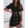 Women's Fashion Summer Spring Solid Color Print Short Sleeve POLO Neck Casual Dresses