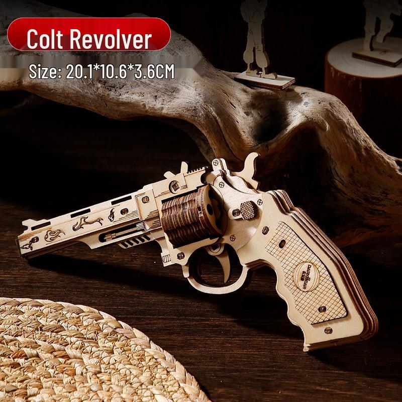 Wooden Desert Eagle 3D Puzzle Model - Rubber Band Gun Building Blocks Educational Toy