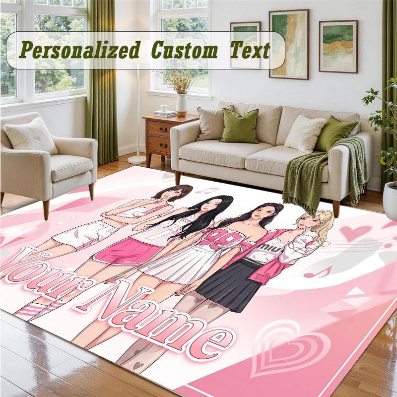 Crystal Velvet Square Rug Custom Nameaespa Pattern Non Slip Home Floor Decor Rug