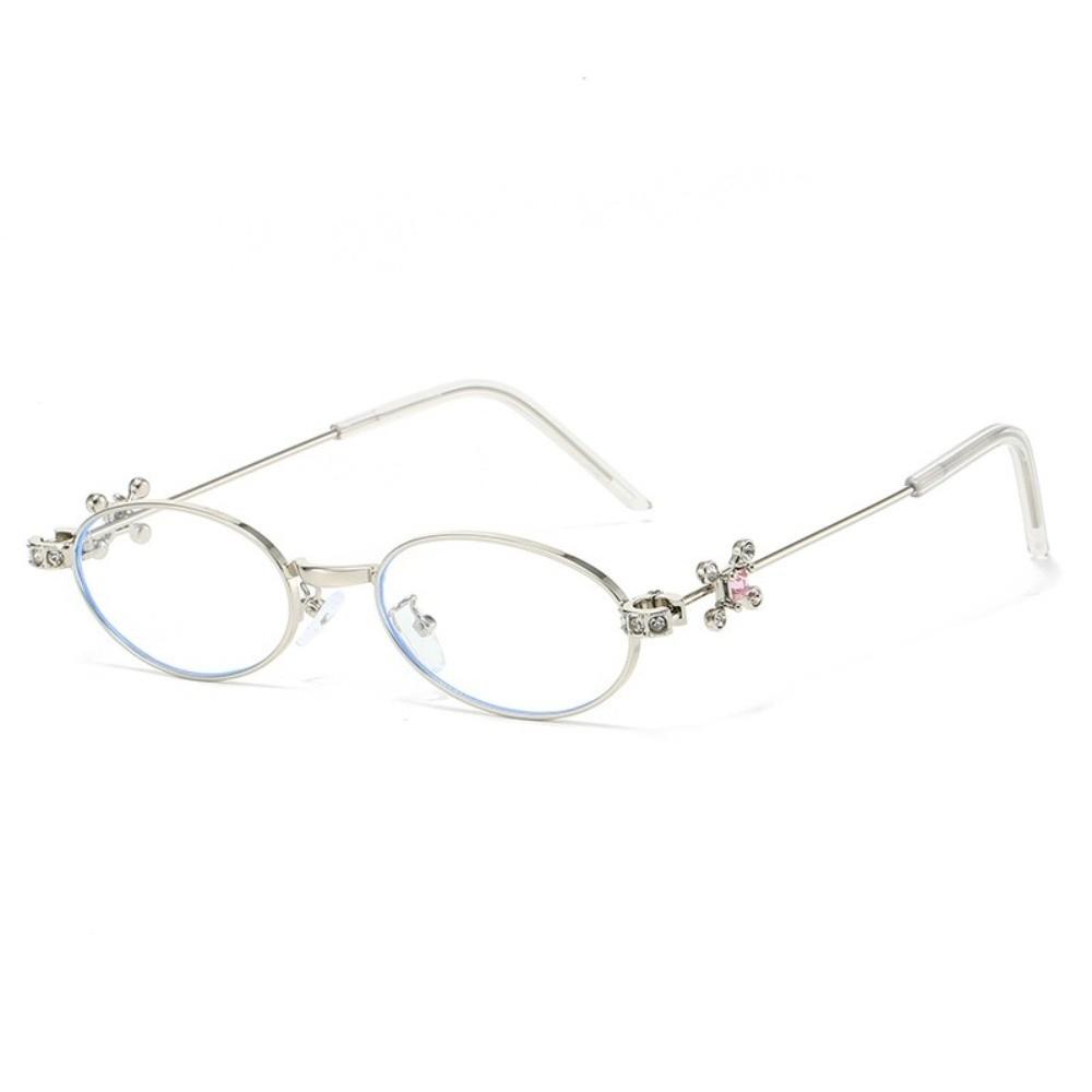 Y2k Rhinestone Sunglasses Bling Anti-Blue Light Spectacles Simple Oval Women Eyewear Outdoor