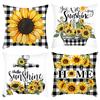 New Green Plant Print Letter Sunflower Print Pillowcase Home Sofa Cushion Cover