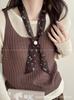 Gentle and high-intelligence style Korean black polka dot silk scarf beaded necklace neck women's niche high-end design accessories